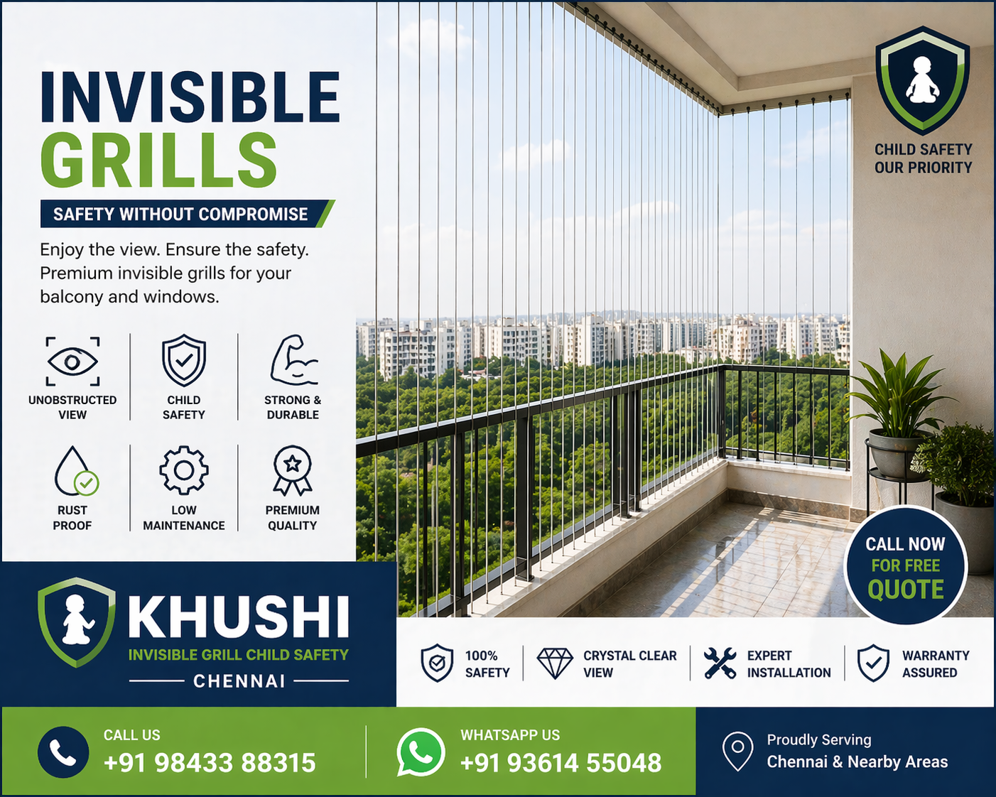 Invisible Grills Chennai Installation